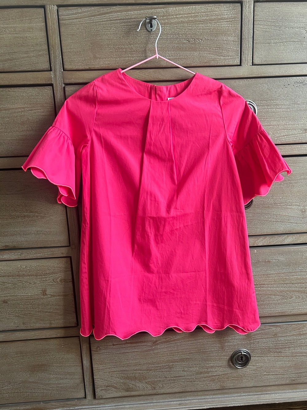 Jacadi Beautiful Pink Ruffle Trim Cotton Dress